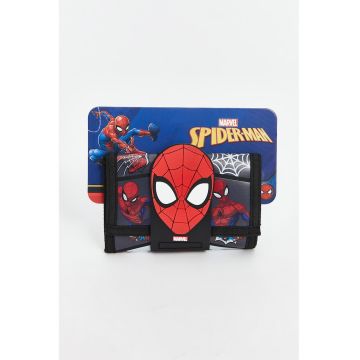 Portofel cu inchidere velcro si model Spiderman - Rosu/Negru/Albastru