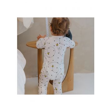 Salopeta lunga din bambus -  - Bees - Alb - pentru fetite si baietei - Alb
