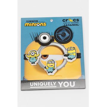 Set de talismane cu model desene animate - pentru saboti - 4 Piese - Negru/Galben pai/Albastru deschis