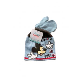 Set palarie si manusi  Mickey Mouse - albastru - 48 - acril