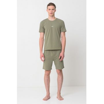 Tricou de pijama cu dungi contrastante pe umar Unique - Verde sparanghel