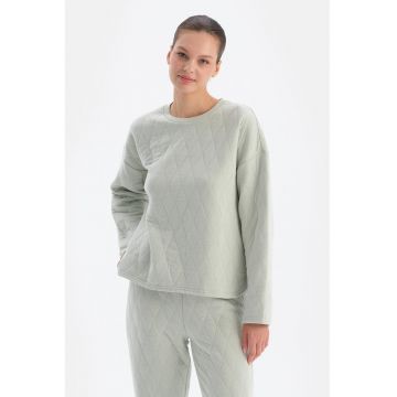 Bluza de pijama cu aspect matlasat - Verde pal