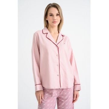 Bluza de pijama cu revere decupate - Roz
