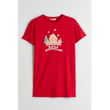 Camasa de noapte cu model de Craciun - Rosu/Verde