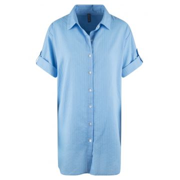 Camasa de noapte cu model in dungi si nasturi - Albastru