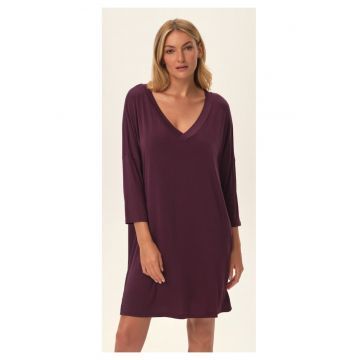 Camasa de noapte dama  violet - viscoza - croiala oversize - maneci lungi -