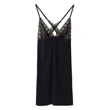 Camasa de noapte  dantela negru si auriu