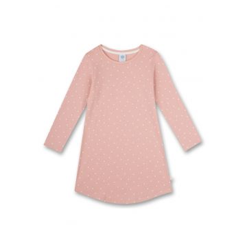 Camasa de noapte de bumbac organic cu buline - Roz pal