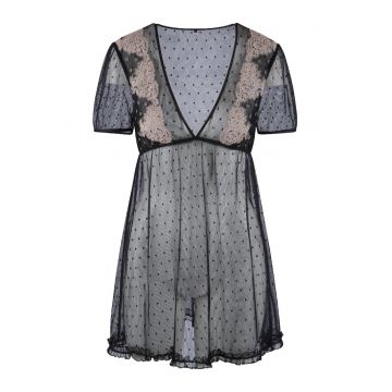 Camasa de noapte semitransparenta - Negru