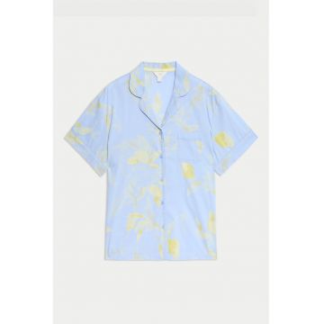 Camasa de pijama cu maneci scurte - Galben/Albastru lavanda