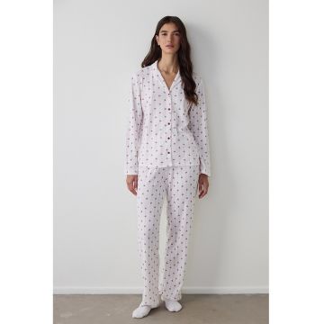 Camasa de pijama cu model - Alb