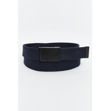 Curea tricotata cu catarama metalica - Negru -