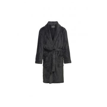 Halat de baie barbati -  negru - poliester - maneca lunga - 2 buzunare