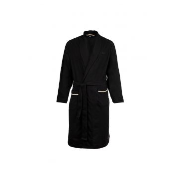 Halat de baie din bumbac cu cordon - Negru