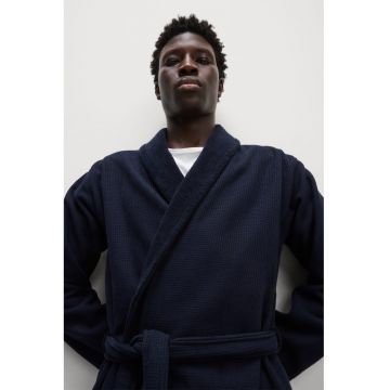 Halat de baie uni din bumbac - Albastru ultramarin