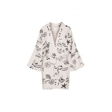 Halat de plaja dama Azzurro  alb crem - Crem