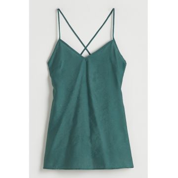Neglijeu din amestec de modal cu decolteu in V si decupaj pe partea din spate - Verde aquamarin