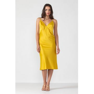 Neglijeu din matase cu bretele incrucisate Ivy - Galben sofran