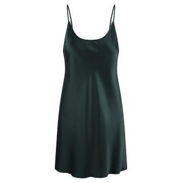 Neglijeu din satin cu dantela pe partea din spate - Verde inchis