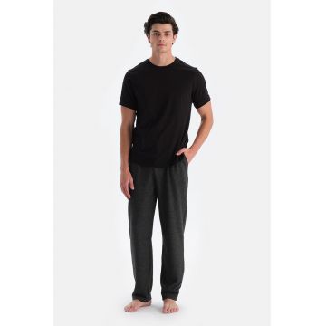 Pantaloni de pijama cu talie ajustabila - Negru melange
