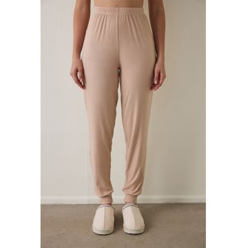 Pantaloni de pijama cu talie inalta - Bej