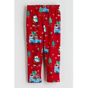 Pantaloni de pijama din bumbac cu model de Craciun - Rosu/Albastru