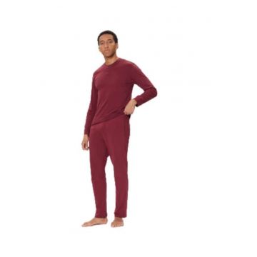 Pijama barbati -  bumbac - bordeaux -