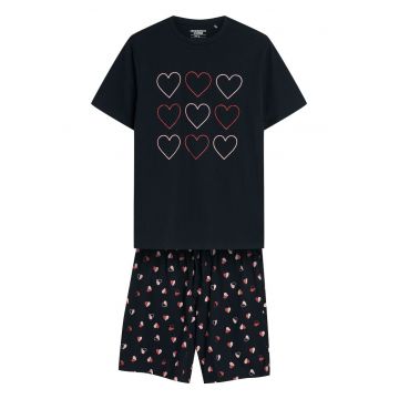 Pijama barbati Sweet  negru-roz XXL