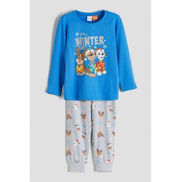 Pijama cu design grafic - Albastru/Gri