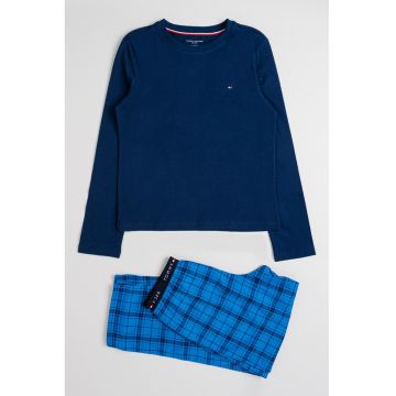 Pijama cu pantaloni din flanel cu model in carouri - Albastru