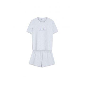 Pijama dama Mirise  Gri deschis - Text