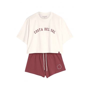 Pijama dama Nimes  crem - roz zmeuriu - Text