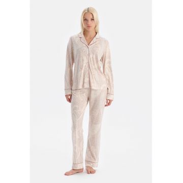Pijama din amestec de modal cu model - Bej deschis