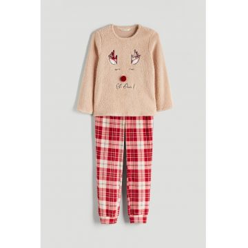 Pijama din plus Xmas - Rosu/Alb/Roz prafuit