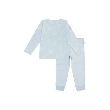 Pijama lunga cu imprimeu cu elefanti - Albastru