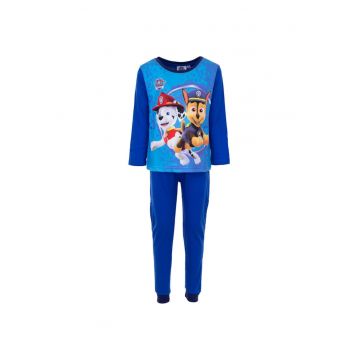 Pijama maneca lunga bumbac Chase si Marshall 11696 - Albastru