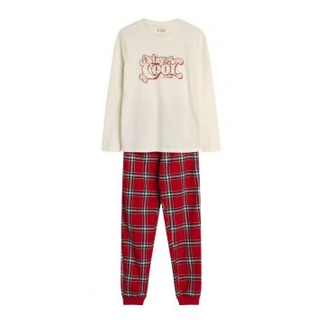 Pijama pentru dama - Dalisa  bumbac - alb/rosu