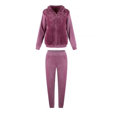 Pijama regular fit cu fermoar - Roz