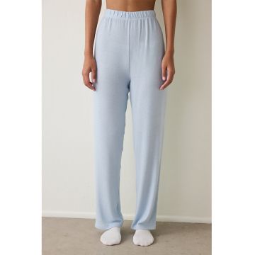 Pijama regular-fit cu model uni - Albastru pal