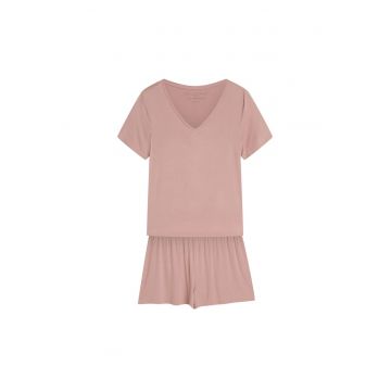 Pijamale de dama Raina  roz prafuit - Geometric