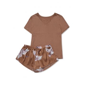 Pijamale de dama  viscoza cupru-portocaliu