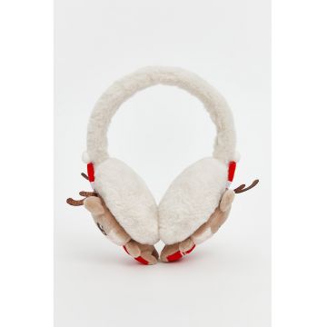 Protectie pentru urechi cu tematica de Craciun - Rosu/Maro deschis/Alb murdar