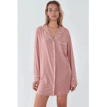 Rochie pijama  mini - extra moale - roz pudrat - jerseu
