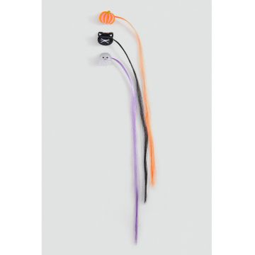 Set de agrafe de par - 3 piese - Negru/Portocaliu/Violet