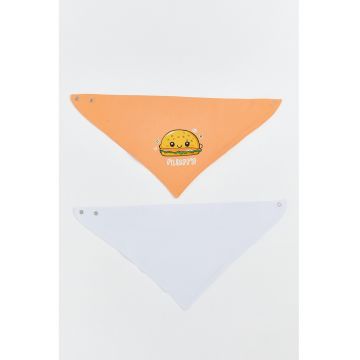 Set de bavetica din bumbac - 2 piese - Portocaliu persan/Albastru pal