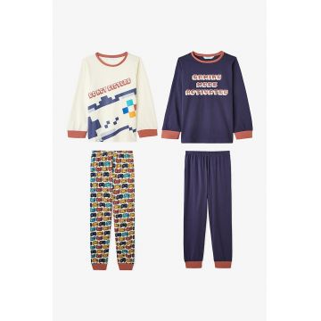 Set de pijama cu model - 2 piese - Multicolor