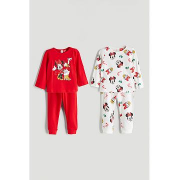 Set de pijamale lungi de Craciun cu Minnie Mouse - 2 perechi - Rosu/Alb/Verde/Negru