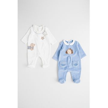 Set de salopete de pijama - 2 piese - Alb murdar/Albastru deschis