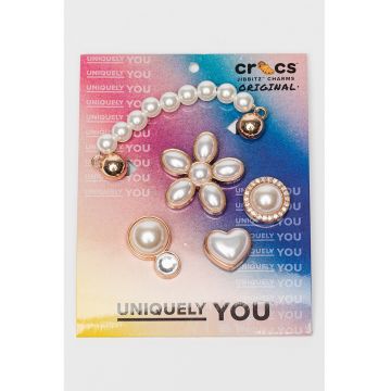 Set de talisman cu perle sintetice - pentru saboti - 5 piese - Alb murdar