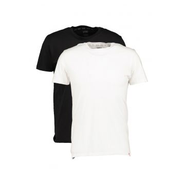 Set de tricouri de casa cu decolteu la baza gatului Randal - 2 piese - Alb/Negru